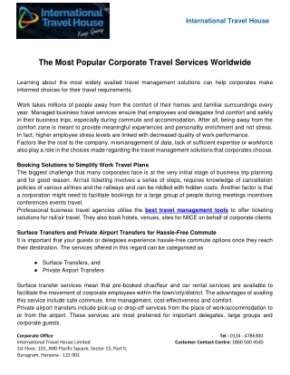 The Most Popular Corporate Travel Services Worldwide