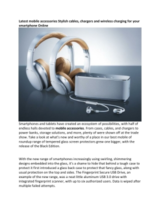Latest mobile accessories Stylish cables, chargers and wireless charging for your smartphone Online