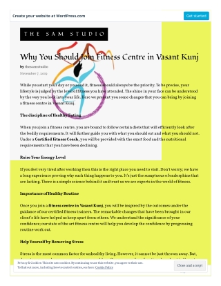 Why You Should Join Fitness Centre in Vasant Kunj