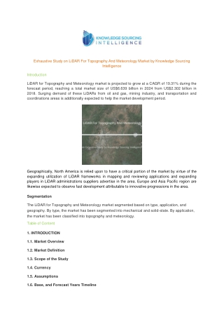 Comprehensive Study on LiDAR for Topography and Meteorology Market