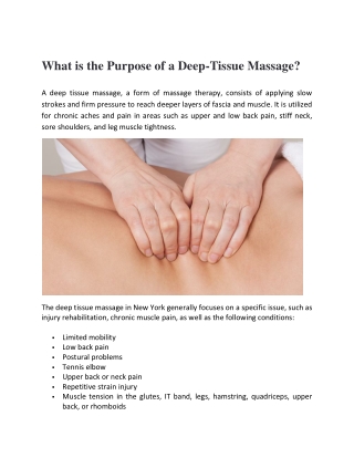 What is the Purpose of a Deep Tissue Massage?