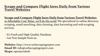 Scrape and Compare Flight fares Daily from Various Travel Websites