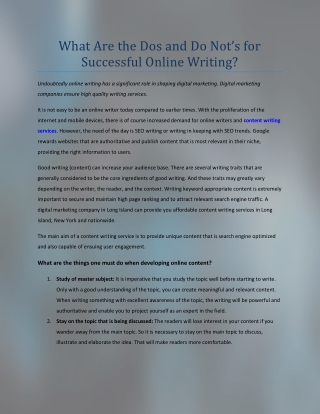 What Are the Dos and Do Not’s for Successful Online Writing?