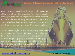 General Information about Fast Payday Loans