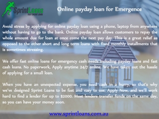 Online payday loan for Emergence