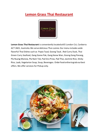 Lemon Grass Thai Restaurant-Canberra - Order Food Online