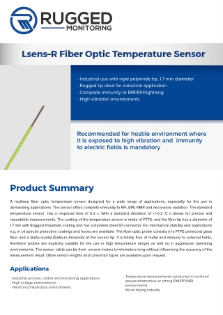 LSENSR Rugged fiber optic temperature sensor, for high voltage environments | RM