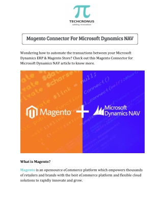 Magento Connector For Microsoft Dynamics NAV