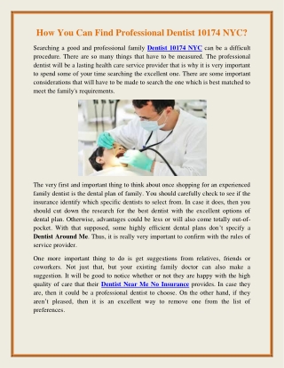 How You Can Find Professional Dentist 10174 NYC?