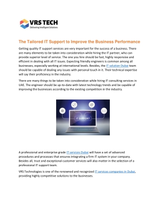 How the IT Solution Professionals in UAE do benefit the Businesses?