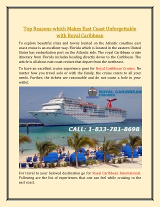 Top Reasons Which Makes East Coast Unforgettable With Royal Caribbean
