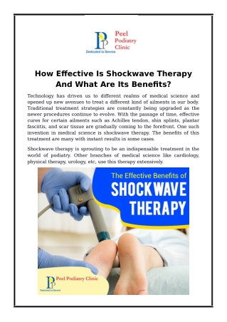 How Effective Is Shockwave Therapy And What Are Its Benefits?