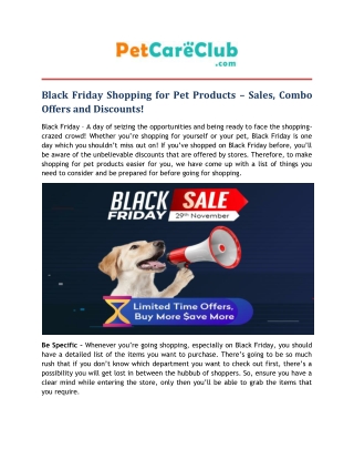 Black Friday Shopping for Pet Products-Sales, Combo Offers and Discounts!