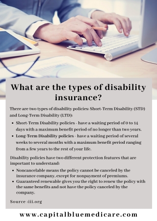What are the types of disability insurance?