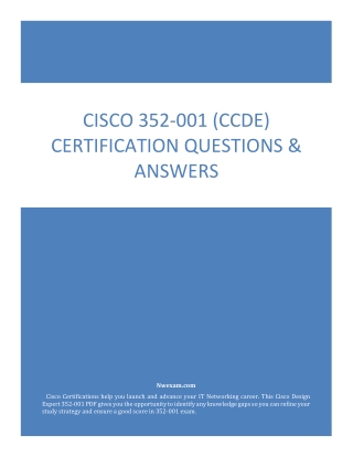 Cisco 352-001 (CCDE) Certification Questions & Answers