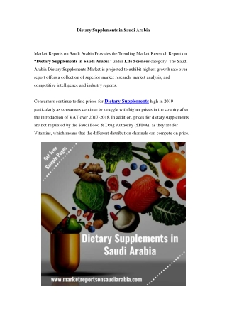 Dietary Supplements Market in Saudi Arabia - Outlook to 2023