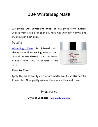 O3 Whitening Mask