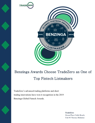 Benzinga Awards Choose TradeZero as One of Top Fintech Listmakers