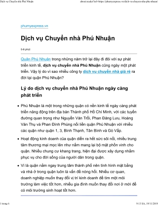 Dịch vụ chuyển nhà Phú Nhuận trọn gói