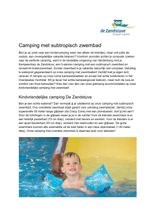 Kampeerdorp de Zandstuve - Camping met subtropisch zwembad