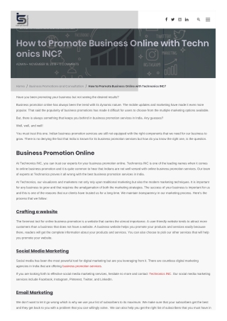 Technonics Solution I Business promotion Online