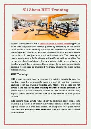 All About HIIT Training