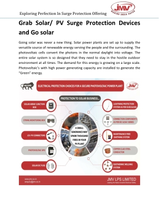 Grab Solar/ PV Surge Protection Devices and Go solar