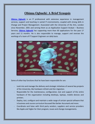 Obinna Ogbuehi: A Brief Synopsis