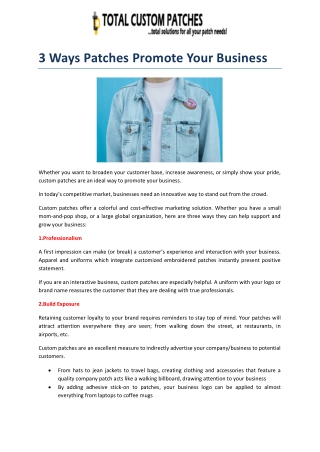 3 Ways Patches Promote Your Business