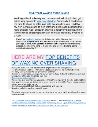 BENEFITS OF WAXING OVER SHAVING