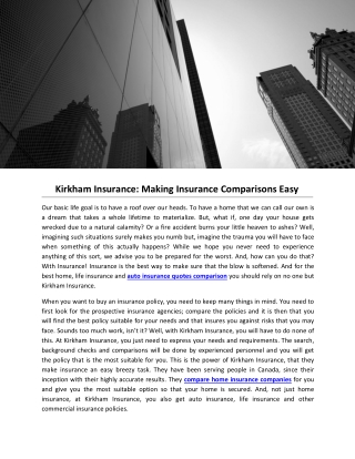 Kirkham Insurance: Making Insurance Comparisons Easy