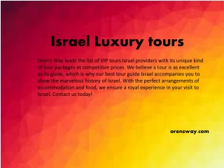 Israel Luxury tours
