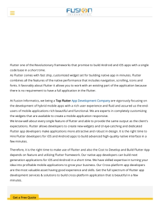 Top Flutter App Development Company | Fusion Informatics