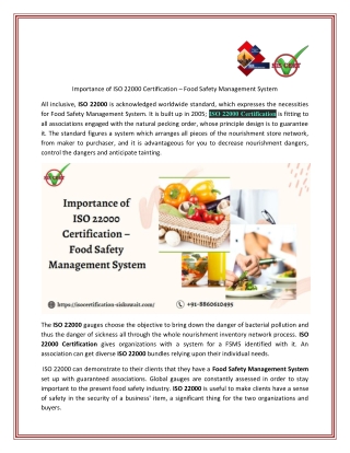 Importance of ISO 22000 Certification – Food Safety Management System