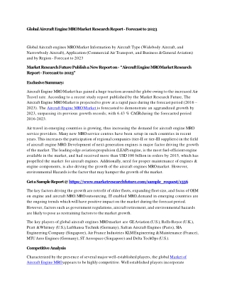 Aircraft Engine MRO Market Research Report - Global Forecast till 2025