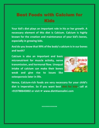 Best Foods with Calcium for Kids