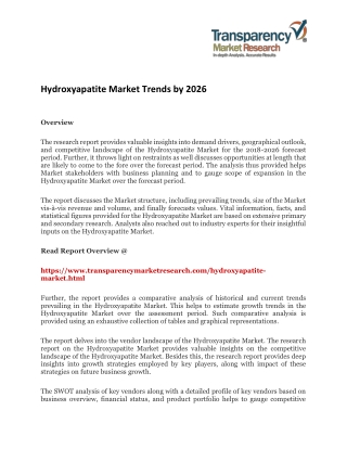 Hydroxyapatite Market Trends by 2026
