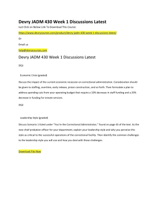 Devry JADM 430 Week 1 Discussions Latest