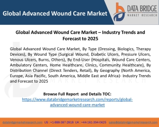 Global Advanced Wound Care Market – Industry Trends and Forecast to 2025