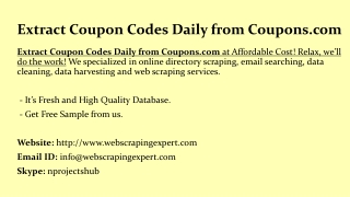 Extract Coupon Codes Daily from Coupons.com