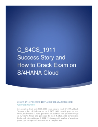 C_S4CS_1911 Success Story and How to Crack Exam on S/4HANA Cloud