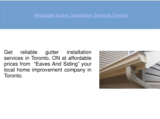 Gutter Installation Toronto