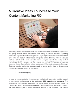 5 Creative Ideas To Increase Your Content Marketing RO