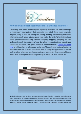 How To Use Sleeper Sectional Sofa To Enhance Interiors?
