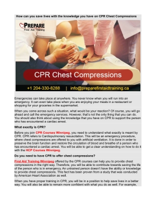 How can you save lives with the knowledge you have on CPR chest compressions