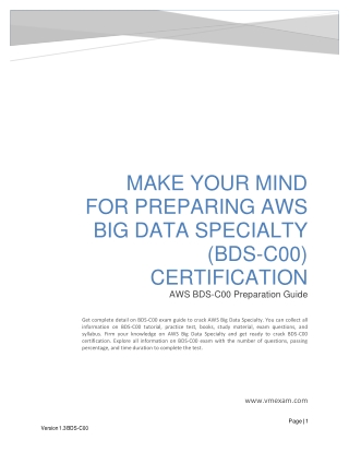 Make Your Mind for Preparing AWS Big Data Specialty (BDS-C00) Certification