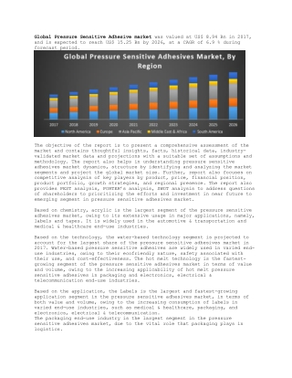 Global Pressure Sensitive Adhesive market