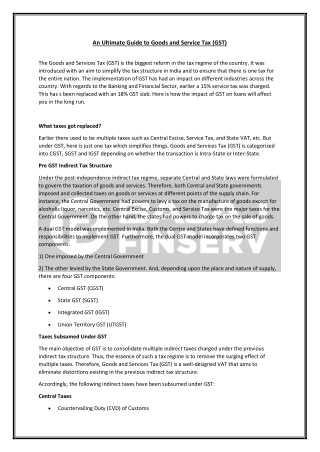 An Ultimate Guide to Goods and Service Tax (GST)