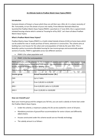 An Ultimate Guide to Pradhan Mantri Awas Yojana (PMAY)
