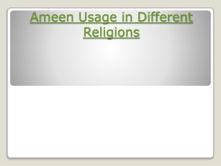 Ameen Usage in Different Religions